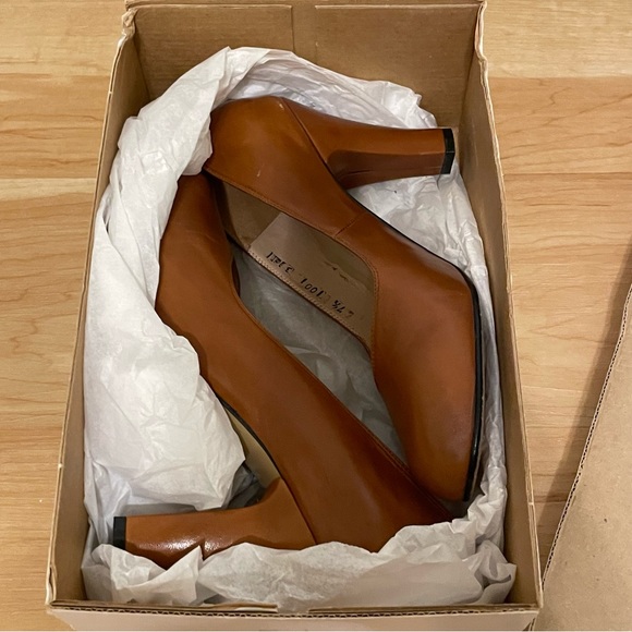 Remix vintage shoes babydoll heels 7.5 Cognac - Picture 4 of 8